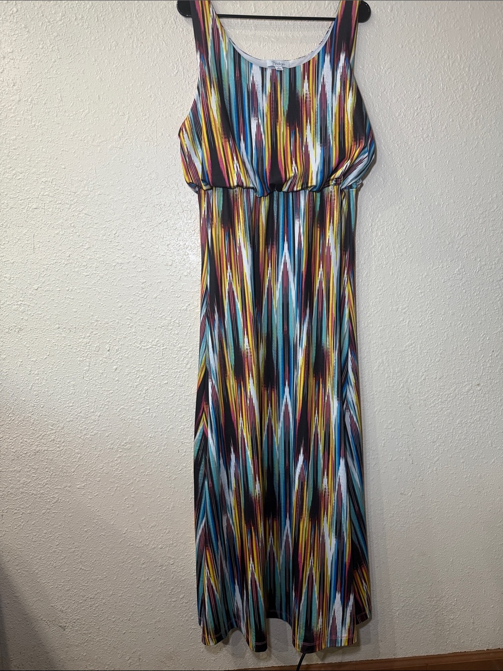 Indigo Sleeveless Maxi Dress in Teal, Yellow, Burgundy & Black